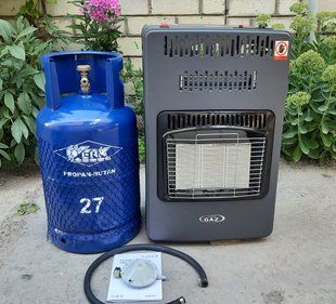Газовий інфрачервоний обігрівач SUPER GAZ KH10з вентилятором з балоном 27л редуктором та шлангом 1338428632 фото